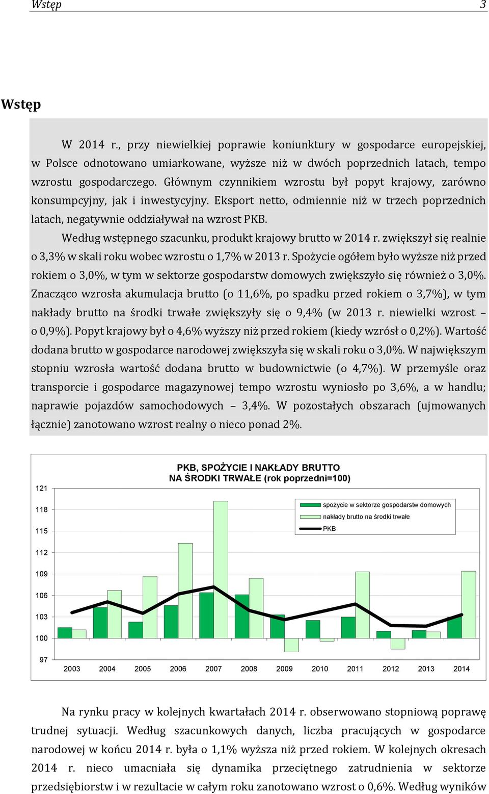 Według wstępnego szacunku, produkt krajowy brutto w 2014 r. zwiększył się realnie o 3,3% w skali roku wobec wzrostu o 1,7% w 2013 r.