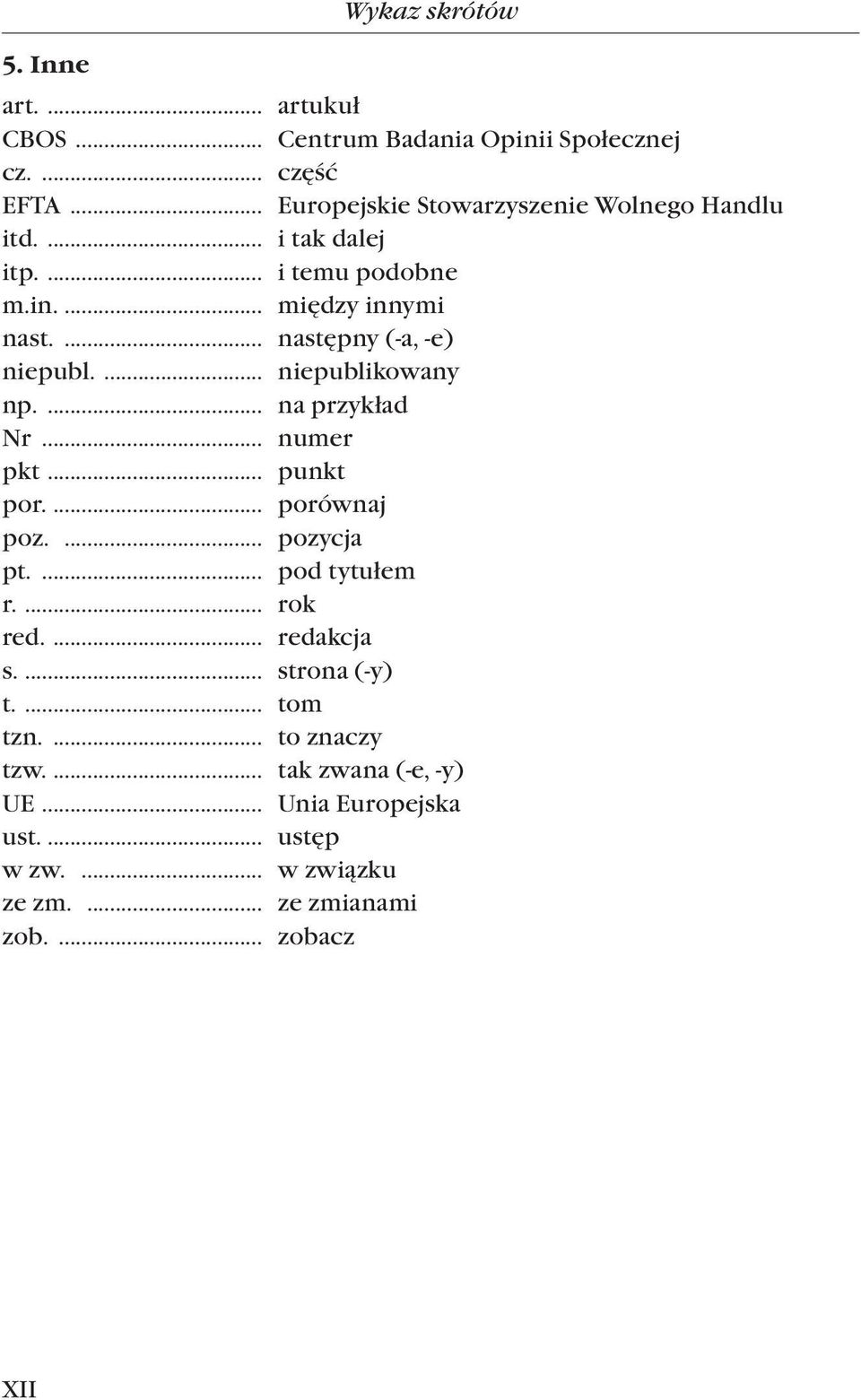 ... następny (-a, -e) niepubl.... niepublikowany np.... na przykład Nr... numer pkt... punkt por.... porównaj poz.... pozycja pt.
