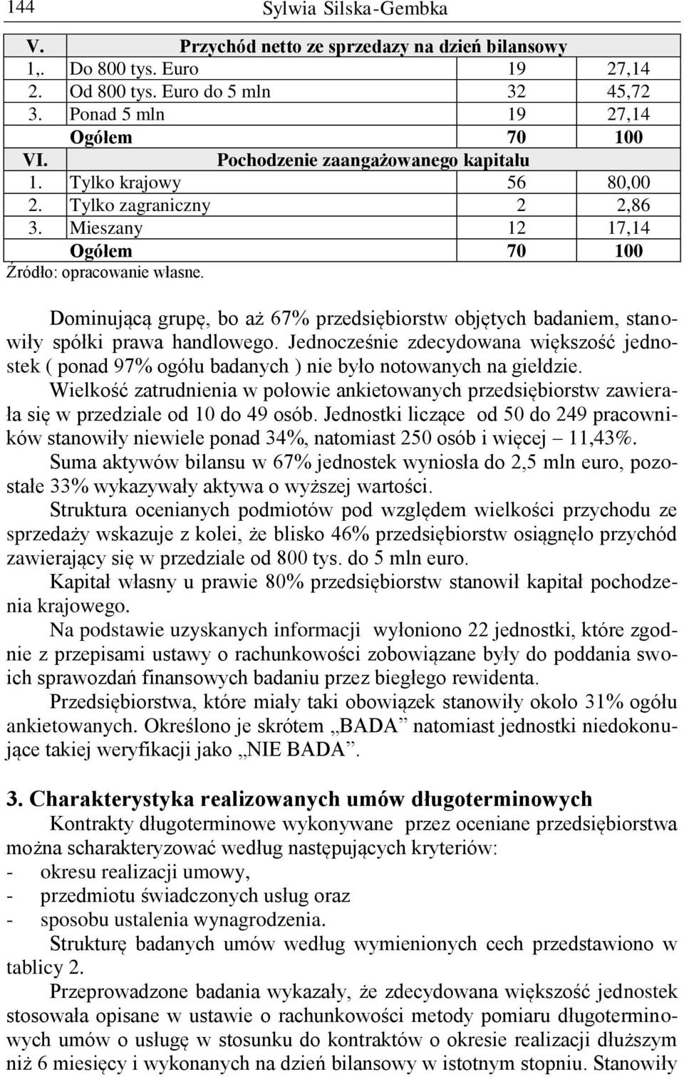 Dominującą grupę, bo aż 67% przedsiębiorstw objętych badaniem, stanowiły spółki prawa handlowego.