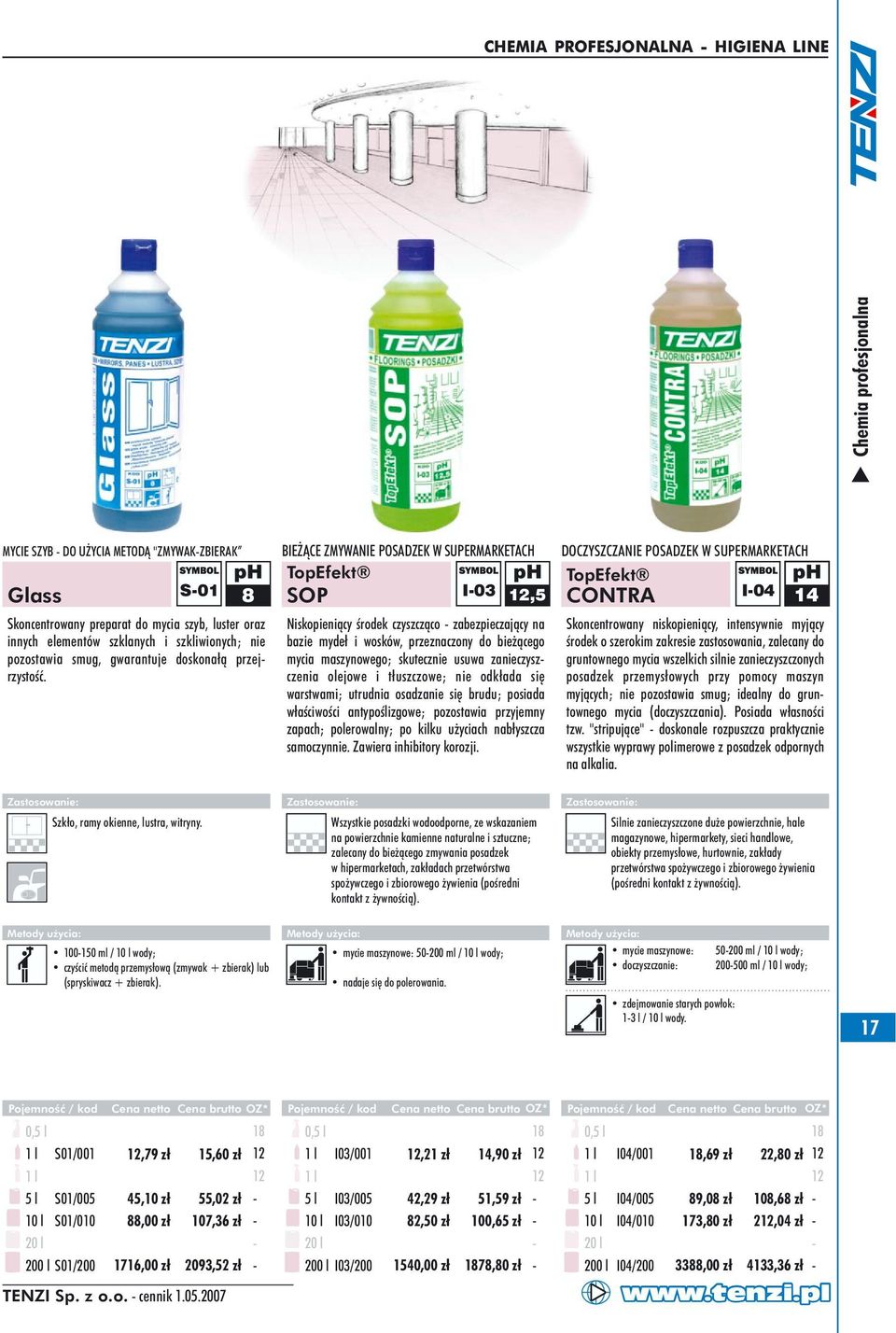 BIEŻĄCE ZMYWANIE POSADZEK W SUPERMARKETACH TopEfekt S01 8 SOP I03,5 Niskopieniący środek czyszcząco zabezpieczający na bazie mydeł i wosków, przeznaczony do bieżącego mycia maszynowego; skutecznie