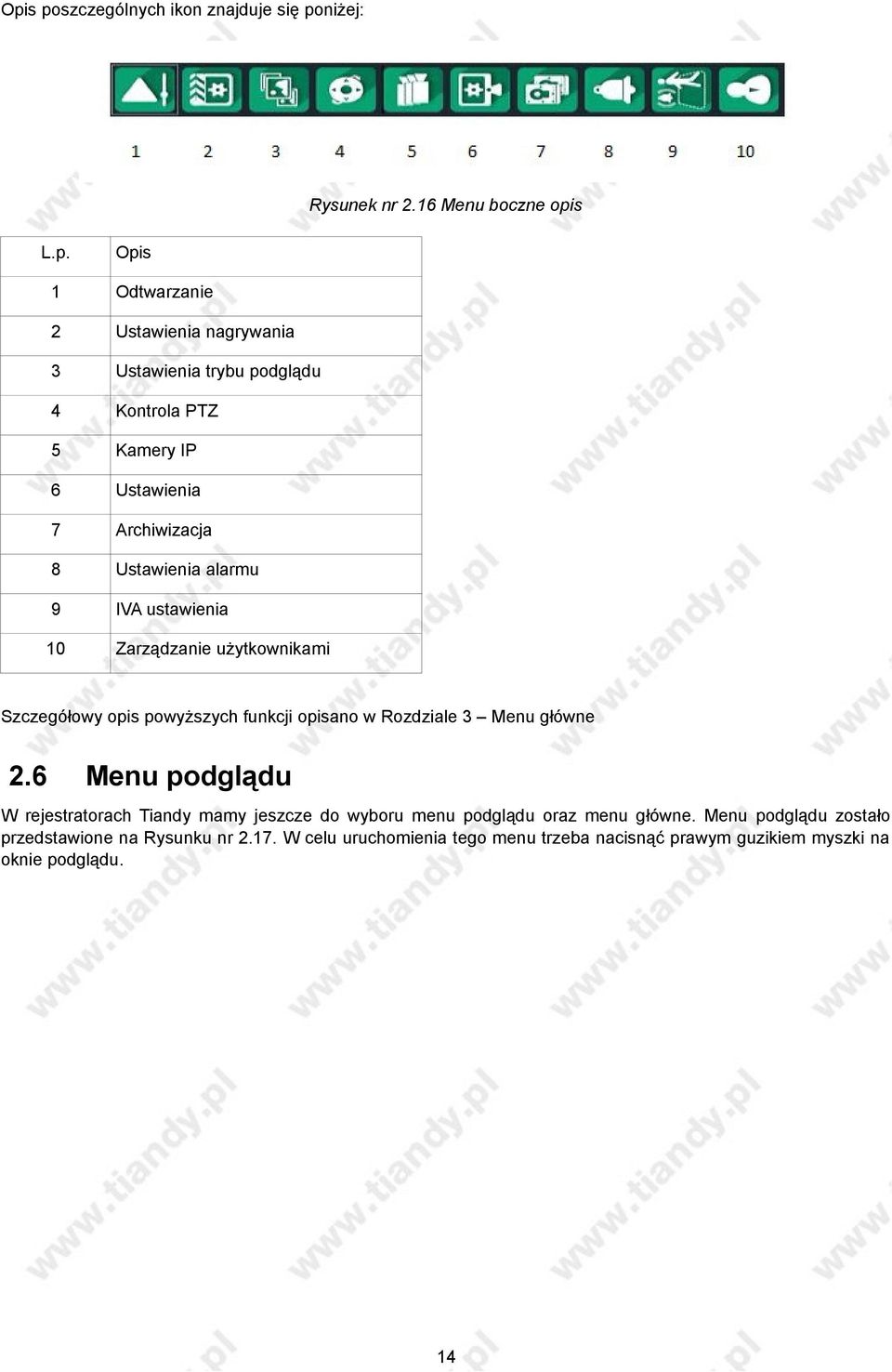 powyższych funkcji opisano w Rozdziale 3 Menu główne 2.