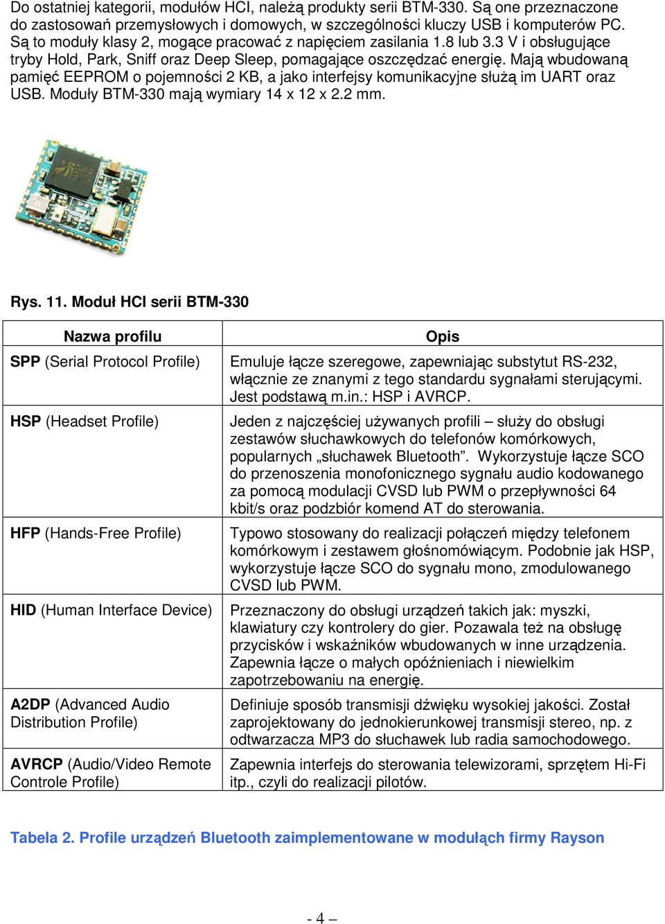 Mają wbudowaną pamięć EEPROM o pojemności 2 KB, a jako interfejsy komunikacyjne słuŝą im UART oraz USB. Moduły 330 mają wymiary 14 x 12 x 2.2. Rys. 11.