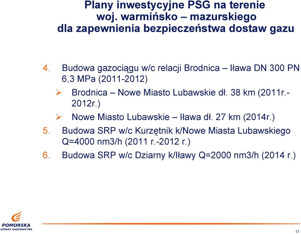 ) Nowe Miasto Lubawskie Iława dł. 27 km (2014r.) 5.