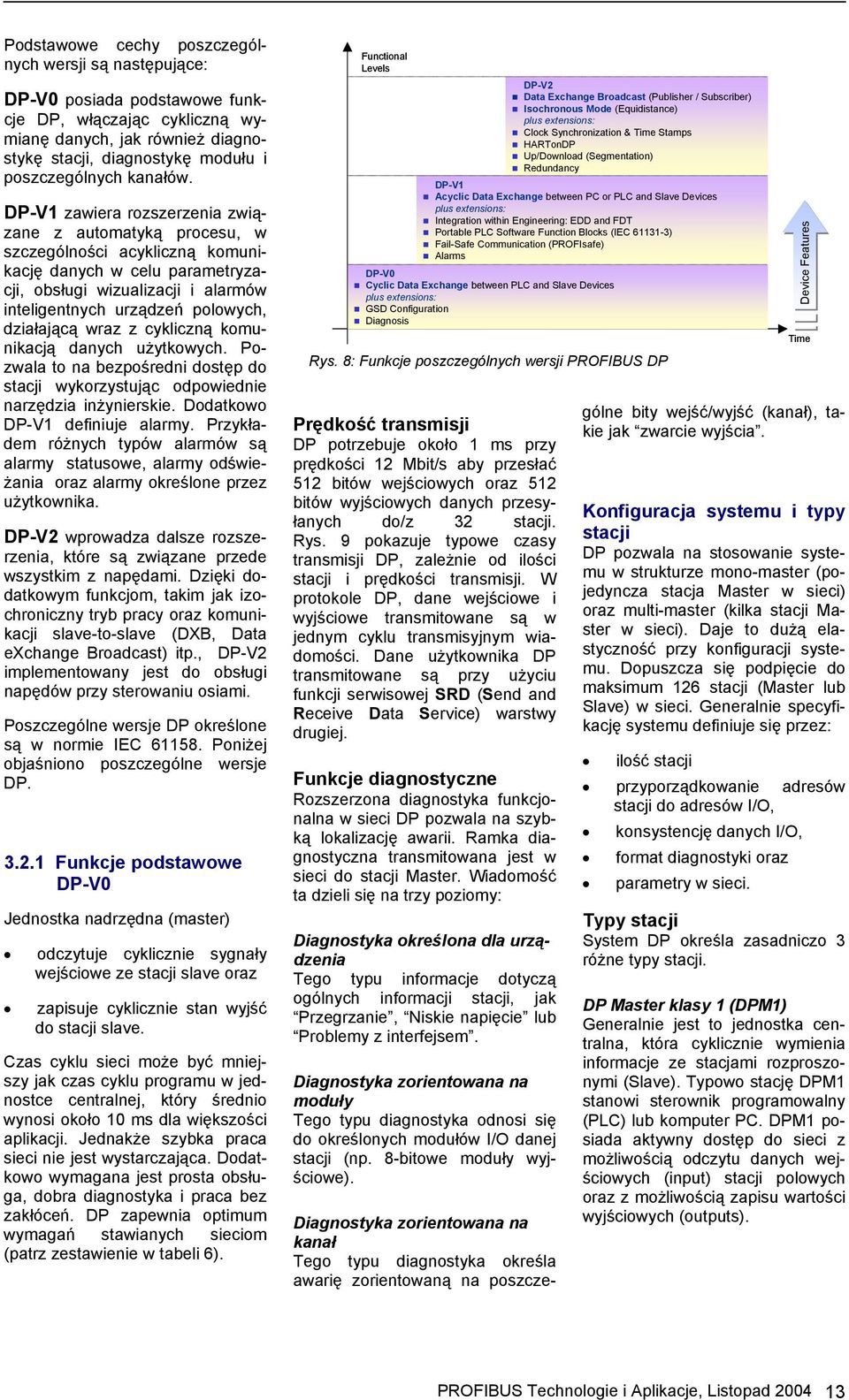 DP-V1 zawiera rozszerzenia związane z automatyką procesu, w szczególności acykliczną komunikację danych w celu parametryzacji, obsługi wizualizacji i alarmów inteligentnych urządzeń polowych,