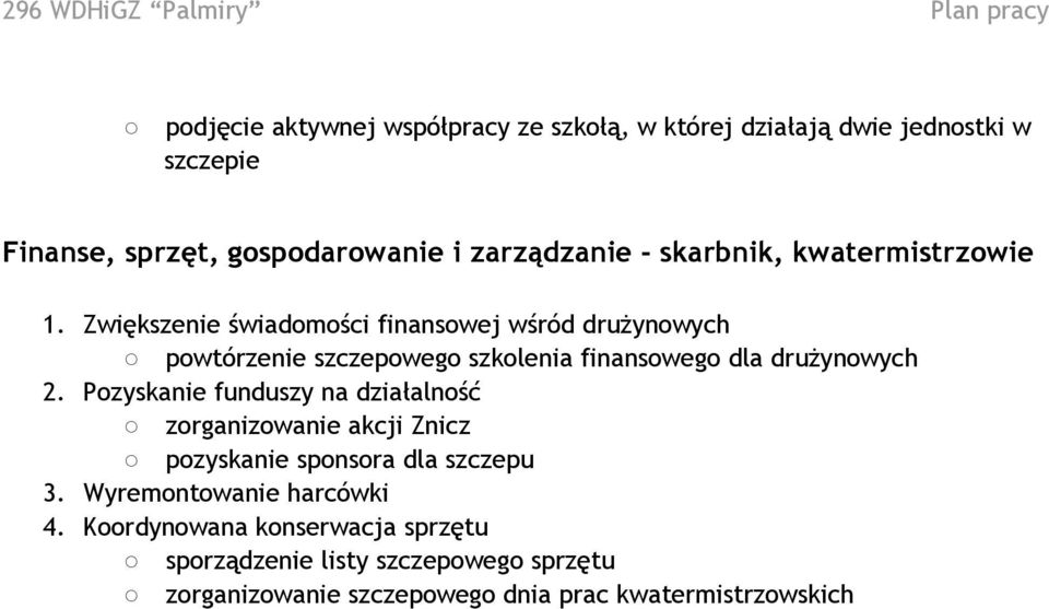 Zwiększenie świadomości finansowej wśród drużynowych powtórzenie szczepowego szkolenia finansowego dla drużynowych 2.