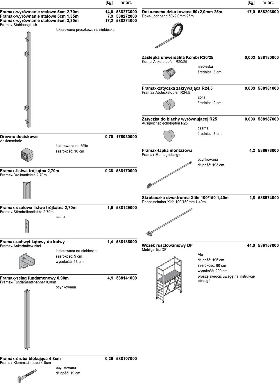 588181000 Framax-Abdeckstopfen R24,5 żółta średnica: 2 cm Drewno dociskowe 0,70 176030000 Anklemmholz lazurowana na żółto szerokość: 10 cm Framax-listwa trójkątna 2,70m 0,38 588170000
