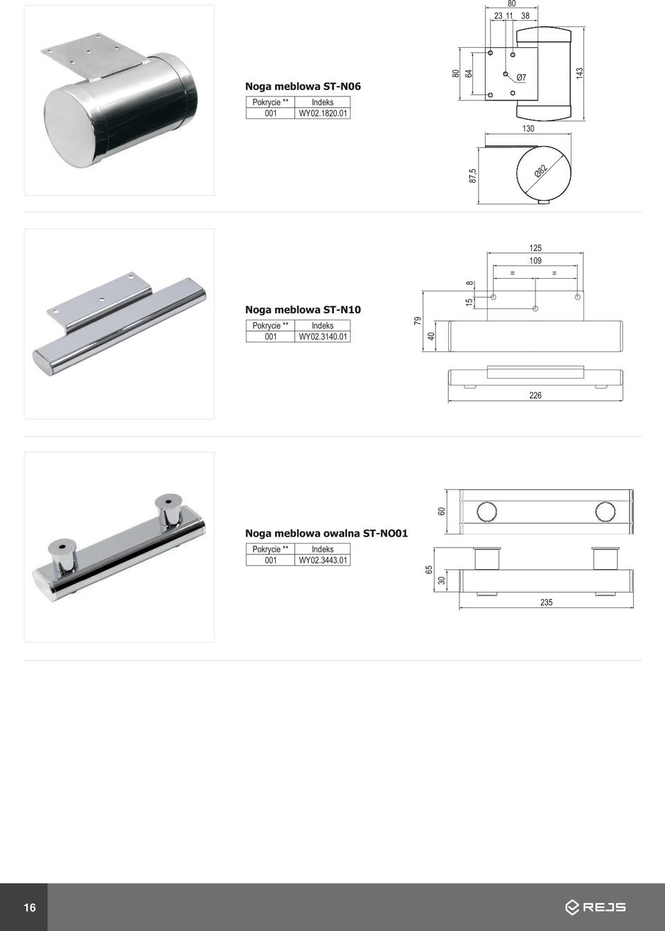 01 1 87,5 Ø82 125 109 = = 8 Noga meblowa