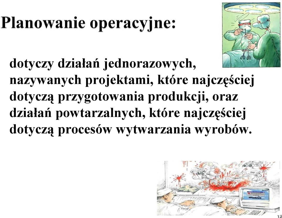 przygotowania produkcji, oraz działań