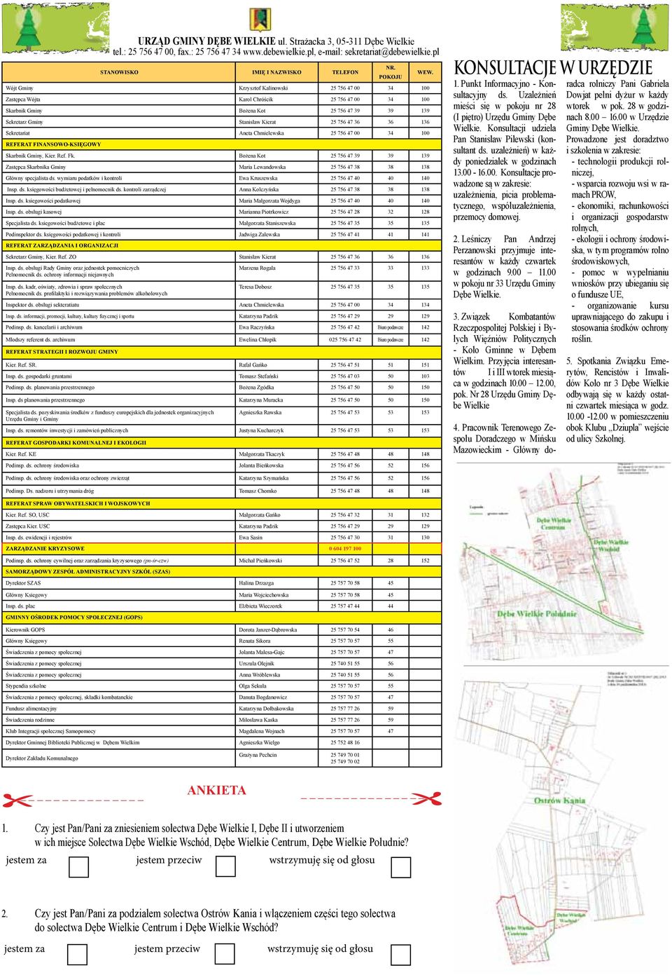 36 36 136 Sekretariat Aneta Chmielewska 25 756 47 00 34 100 REFERAT FINANSOWO-KSIĘGOWY Skarbnik Gminy, Kier. Ref. Fk.