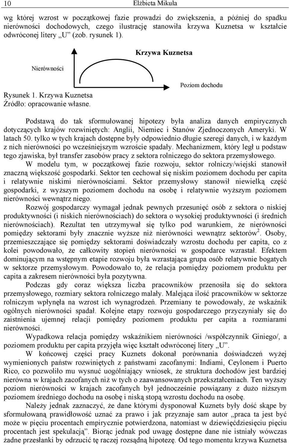 Poziom dochodu Podstawą do tak sformułowanej hipotezy była analiza danych empirycznych dotyczących krajów rozwiniętych: Anglii, Niemiec i Stanów Zjednoczonych Ameryki. W latach 50.