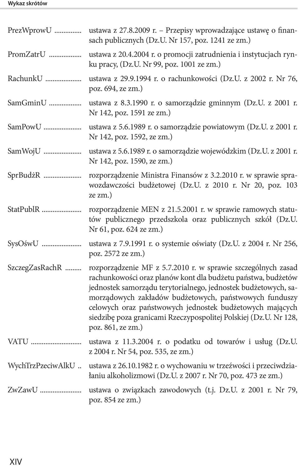 3.1990 r. o samorządzie gminnym (Dz.U. z 2001 r. Nr 142, poz. 1591 ze zm.) SamPowU... ustawa z 5.6.1989 r. o samorządzie powiatowym (Dz.U. z 2001 r. Nr 142, poz. 1592, ze zm.) SamWojU... ustawa z 5.6.1989 r. o samorządzie wojewódzkim (Dz.