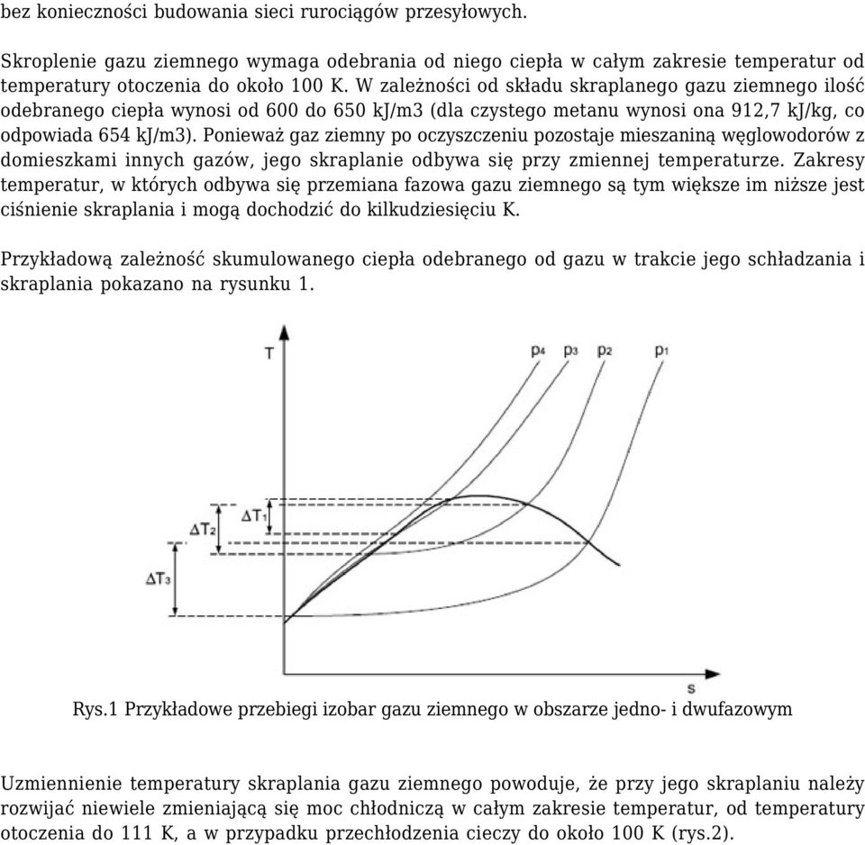 Ponieważ gaz ziemny po oczyszczeniu pozostaje mieszaniną węglowodorów z domieszkami innych gazów, jego skraplanie odbywa się przy zmiennej temperaturze.