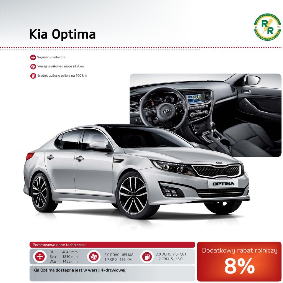 7 CRDi 136 KM Kia Optima dostępna jest