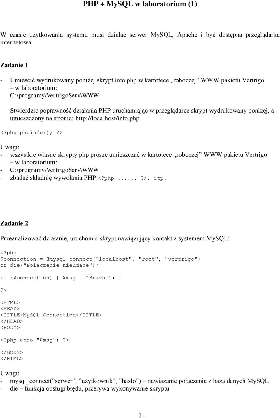 na stronie: http://localhost/info.