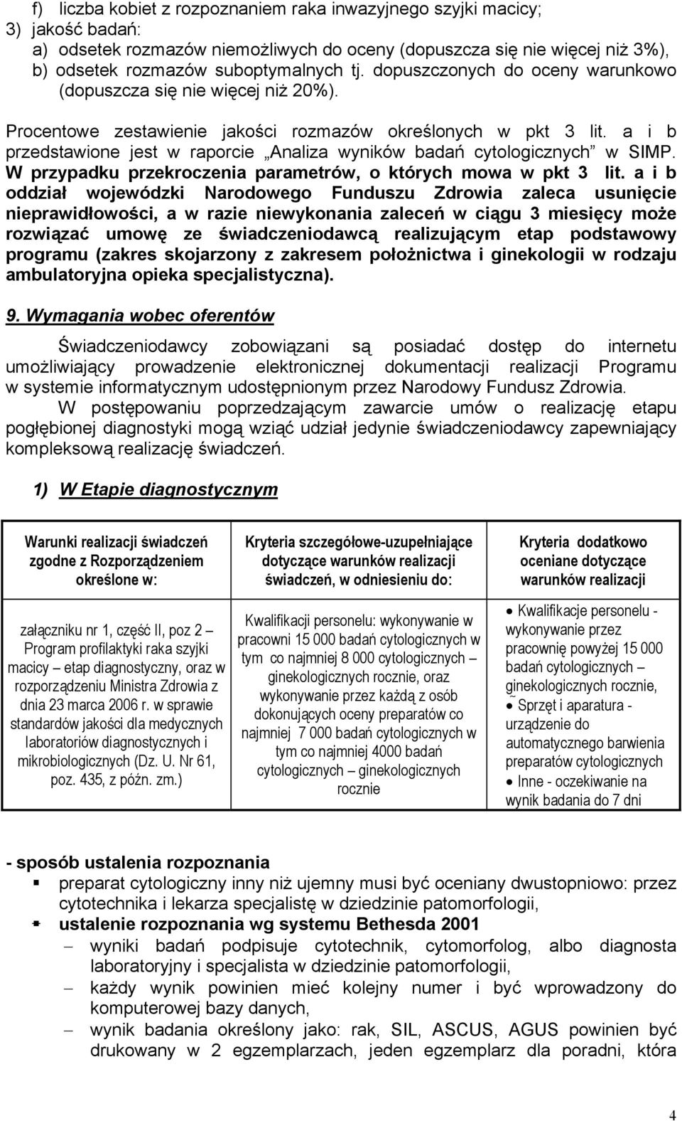 a i b przedstawione jest w raporcie Analiza wyników badań cytologicznych w SIMP. W przypadku przekroczenia parametrów, o których mowa w pkt 3 lit.