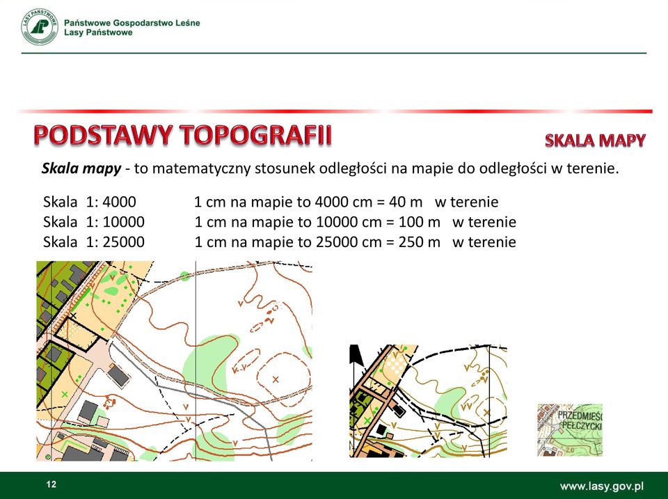 Skala 1: 4000 Skala 1: 10000 Skala 1: 25000 1 cm na mapie to