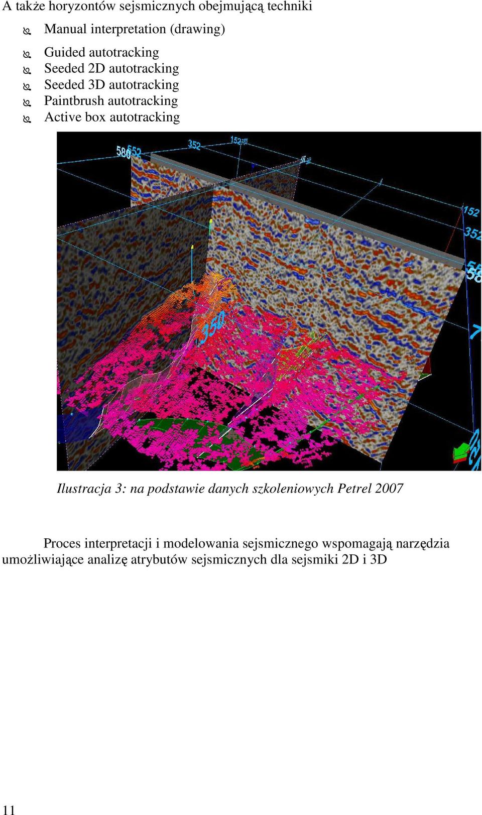autotracking Ilustracja 3: na podstawie danych szkoleniowych Petrel 2007 Proces interpretacji i