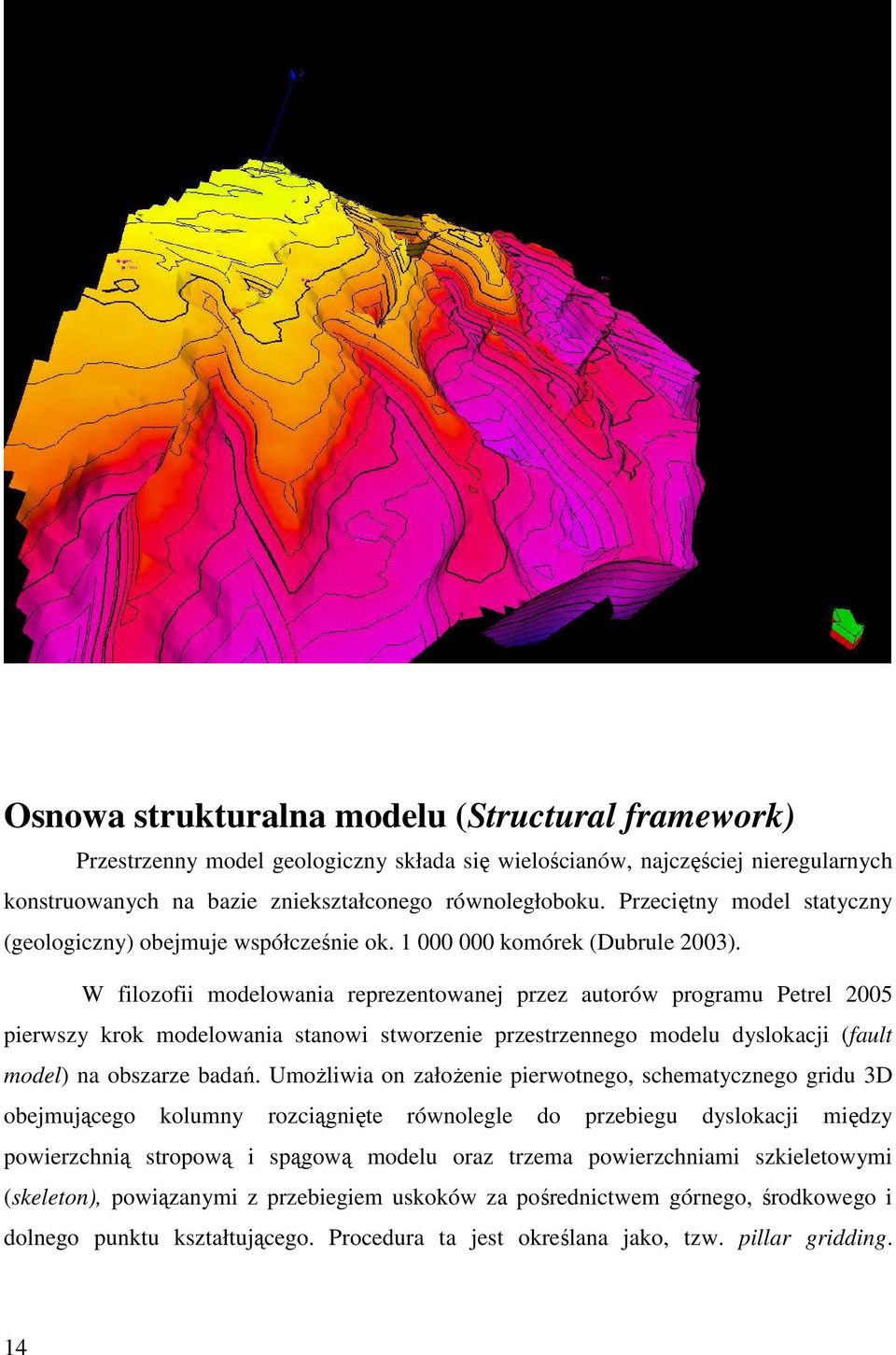 W filozofii modelowania reprezentowanej przez autorów programu Petrel 2005 pierwszy krok modelowania stanowi stworzenie przestrzennego modelu dyslokacji (fault model) na obszarze badań.