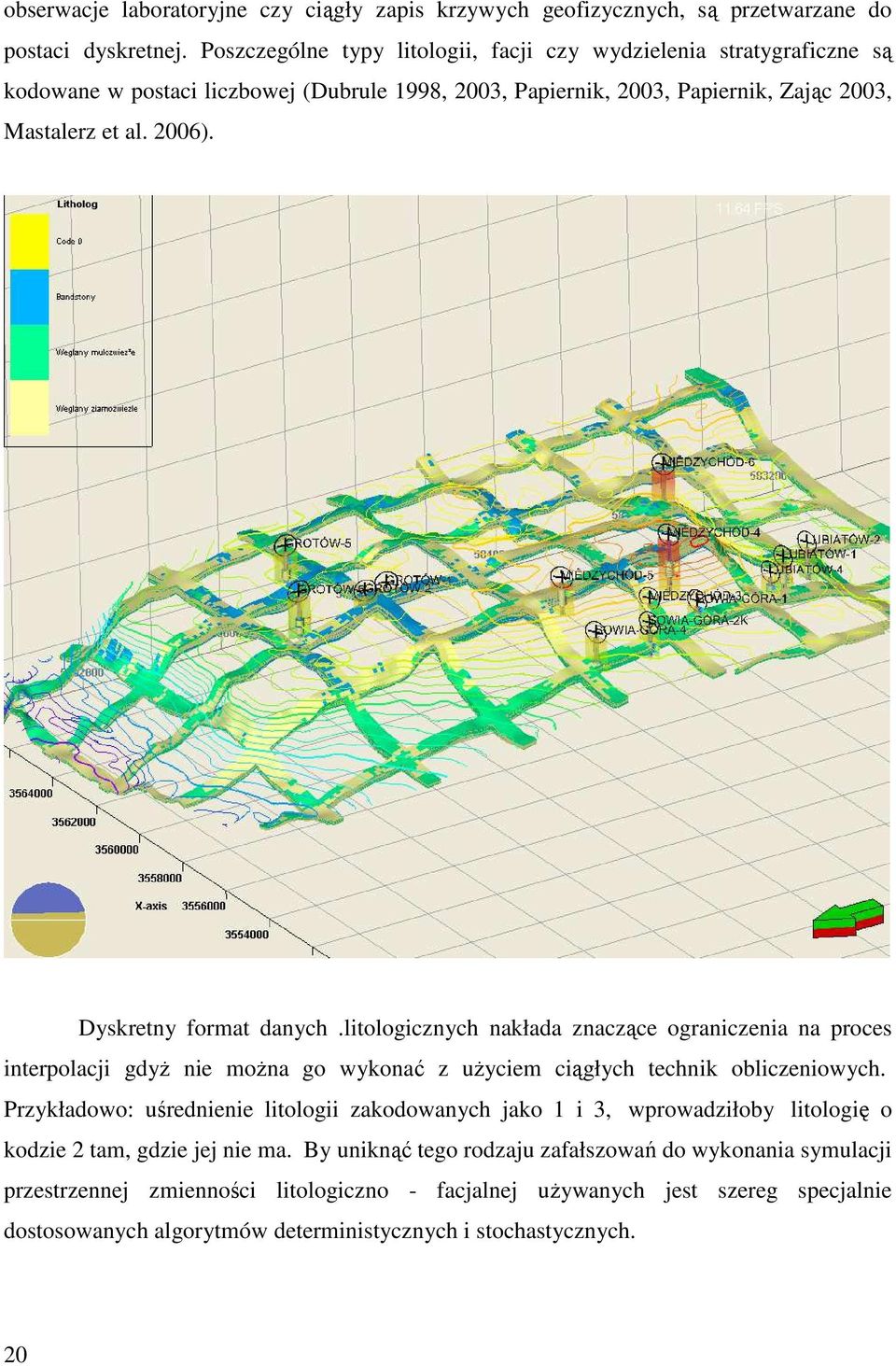 Dyskretny format danych.litologicznych nakłada znaczące ograniczenia na proces interpolacji gdyŝ nie moŝna go wykonać z uŝyciem ciągłych technik obliczeniowych.