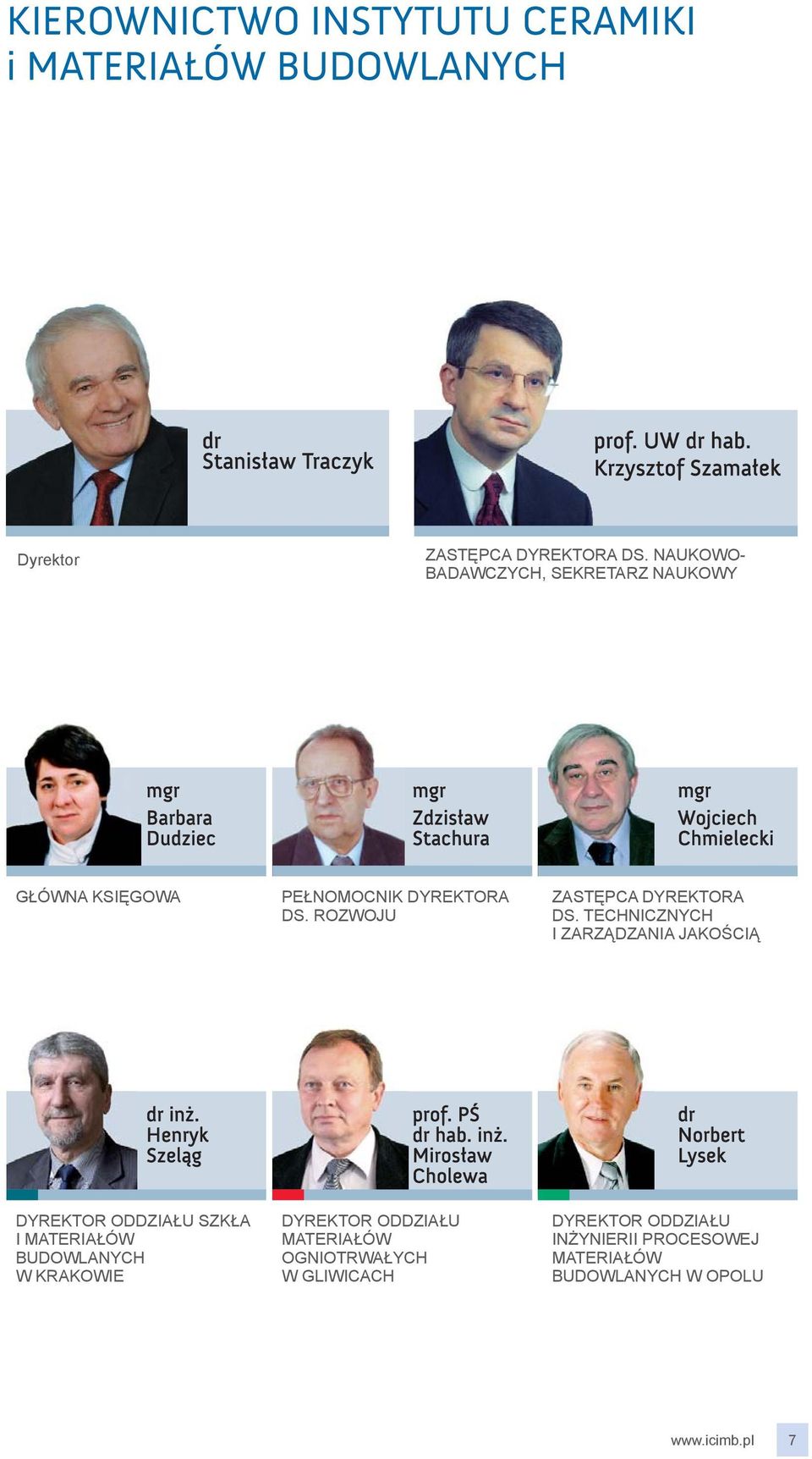 ROZWOJU ZASTĘPCA DYREKTORA DS. TECHNICZNYCH I ZARZĄDZANIA JAKOŚCIĄ dr inż.