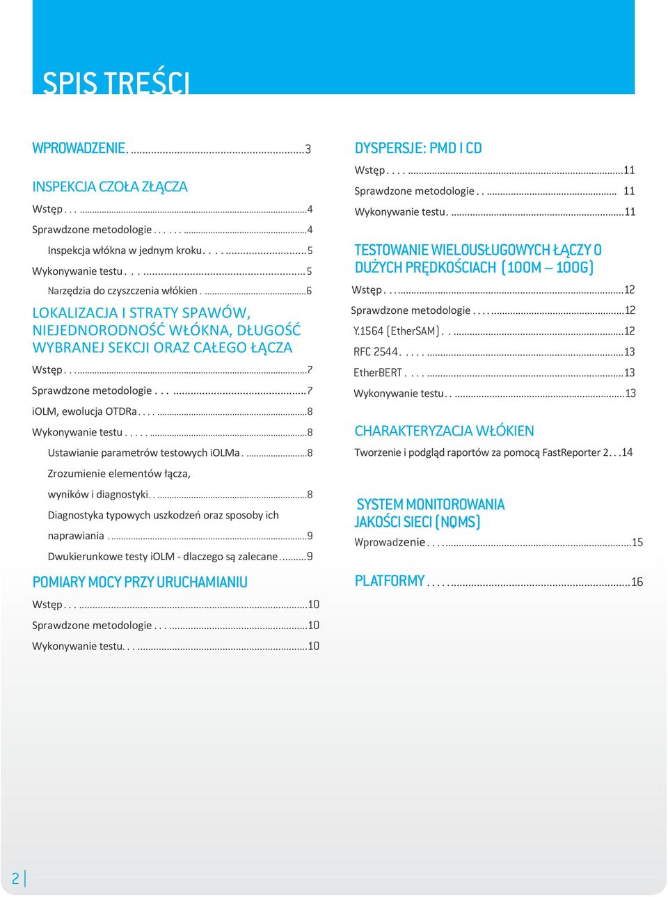 .......8 Ustawianie parametrów testowych iolma....8 Zrozumienie elementów łącza, wyników i diagnostyki.....8 Diagnostyka typowych uszkodzeń oraz sposoby ich naprawiania.