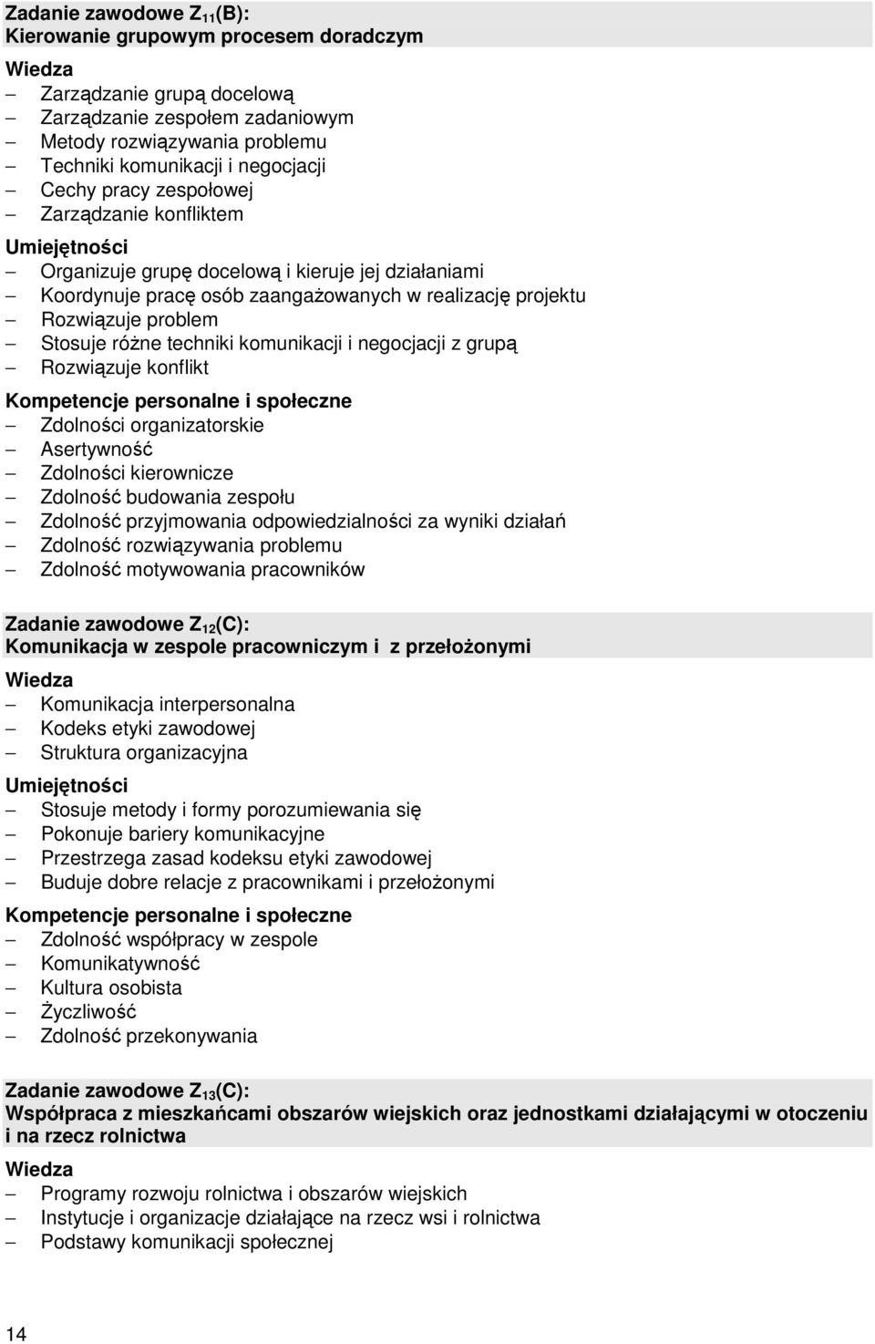 komunikacji i negocjacji z grupą Rozwiązuje konflikt Zdolności organizatorskie Asertywność Zdolności kierownicze Zdolność budowania zespołu Zdolność przyjmowania odpowiedzialności za wyniki działań