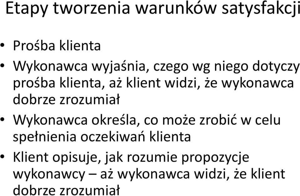 Wykonawca określa, co może zrobić w celu spełnienia oczekiwań klienta Klient