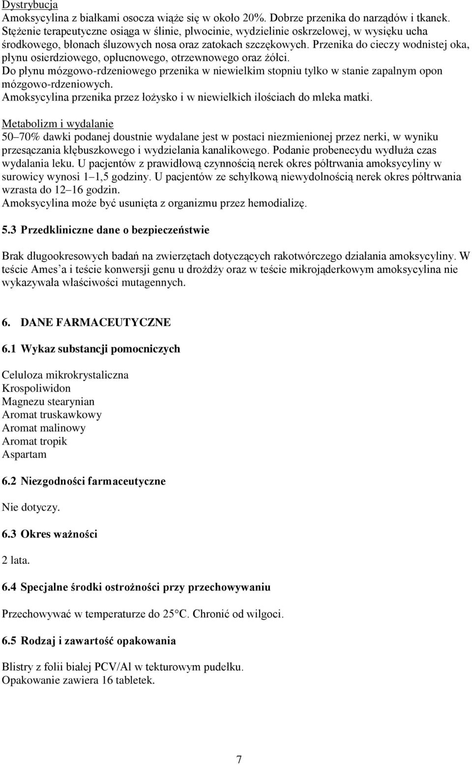 Przenika do cieczy wodnistej oka, płynu osierdziowego, opłucnowego, otrzewnowego oraz żółci.