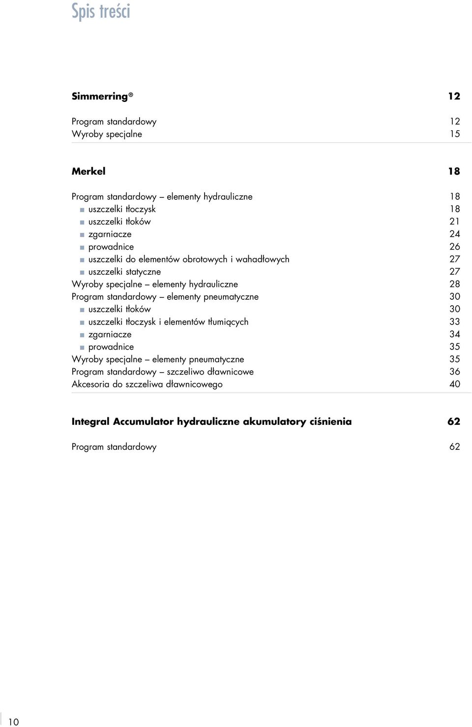 standardowy elementy pneumatyczne 30 uszczelki tłoków 30 uszczelki tłoczysk i elementów tłumiących 33 zgarniacze 34 prowadnice 35 Wyroby specjalne elementy