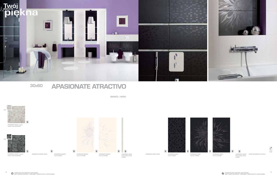 inserto B 0x60 APASIONATE BEIGE listwa szklana Paski 2,x60 APASIONATE NERO 0x60 APASIONATE NERO inserto 0x60 APASIONATE
