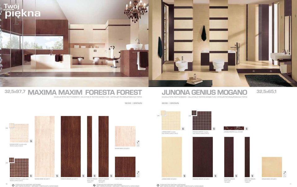 JUNONA BROWN listwa 2,5x6,1 MAXIMA BEIGE mozaika cięta 0x0, kostka 2,x2, MAXIM BEIGE 2,5x2,5 750 FORESTA BROWN mozaika cięta MAXIMA BEIGE 2,5x97,7 FORESTA BROWN 2,5x97,7 FORESTA BROWN FORESTA BROWN