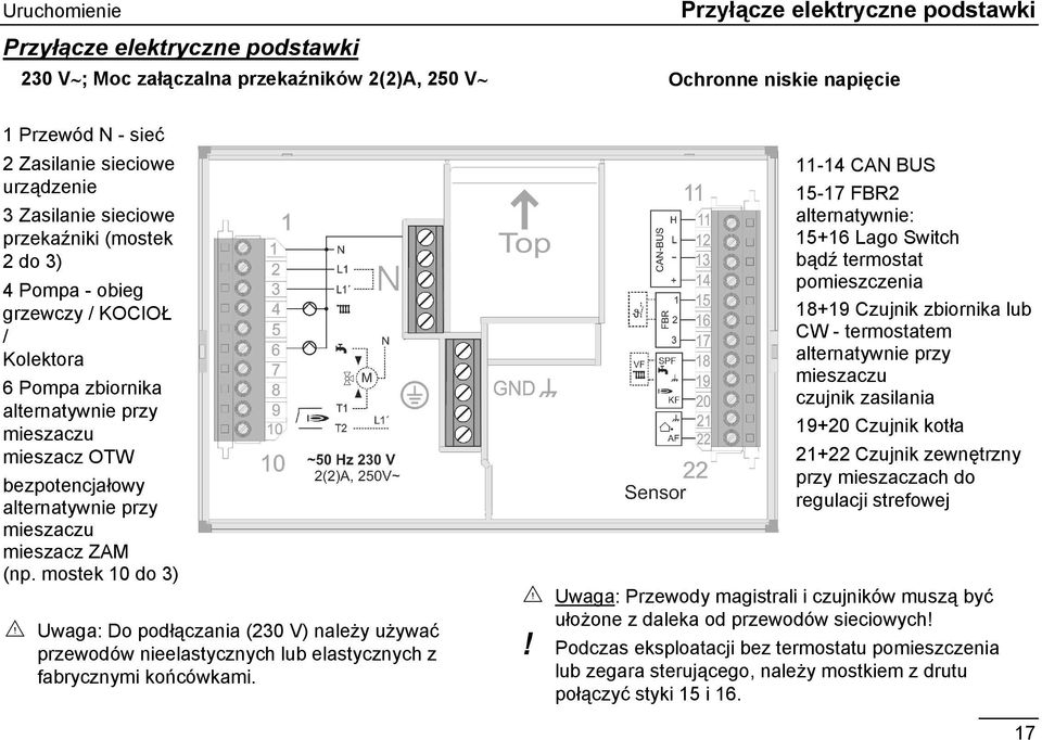 przy mieszaczu mieszacz ZAM (np. mostek 10 do 3) E Uwaga: Do podłączania (230 V) należy używać przewodów nieelastycznych lub elastycznych z fabrycznymi końcówkami.