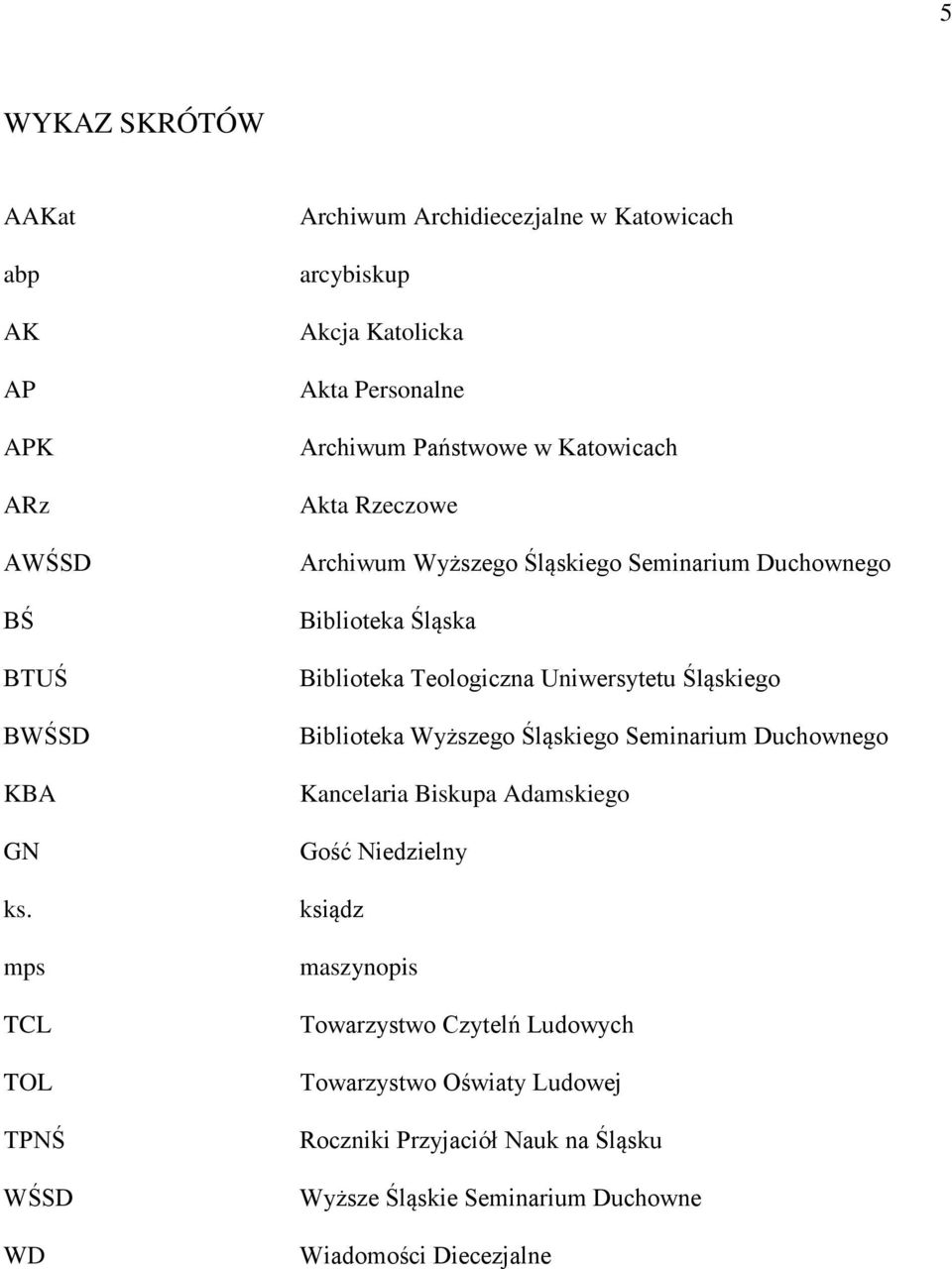 Rzeczowe Archiwum Wyższego Śląskiego Seminarium Duchownego Biblioteka Śląska Biblioteka Teologiczna Uniwersytetu Śląskiego Biblioteka Wyższego