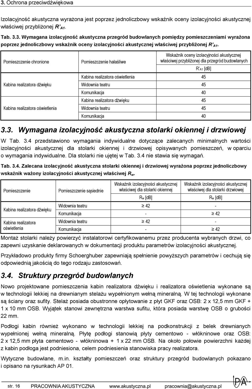 [db] Kabina realizatora oświetlenia 45 Widownia teatru 45 Komunikacja 40 Kabina realizatora dźwięku 45 Widownia teatru 45 Komunikacja 40 3.