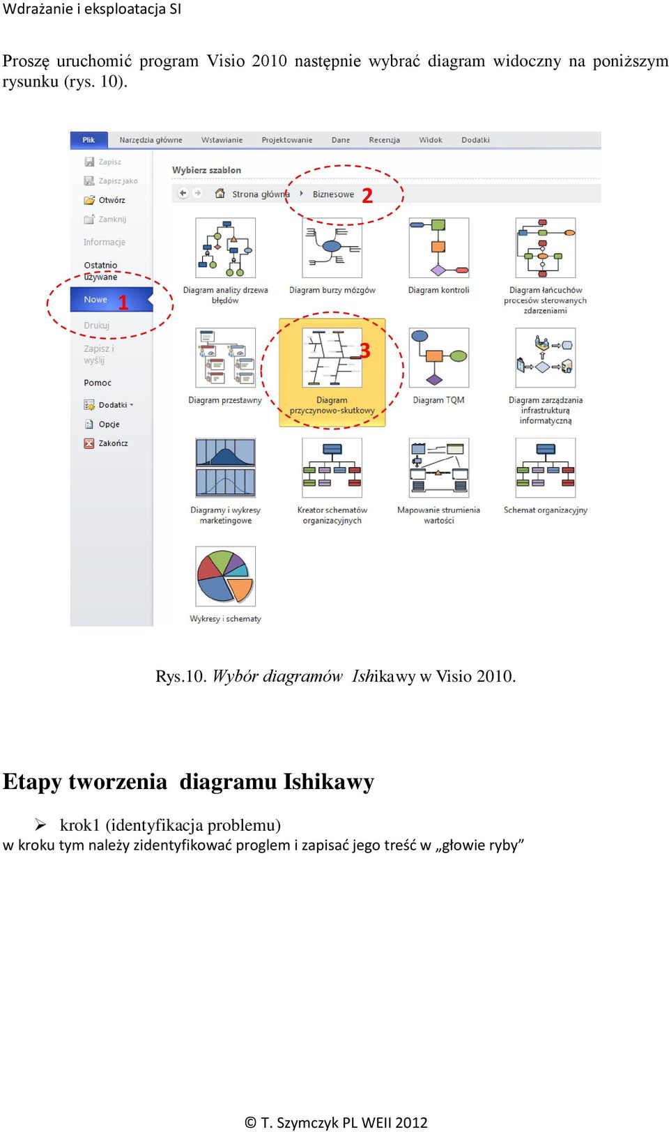 Etapy tworzenia diagramu Ishikawy krok1 (identyfikacja problemu) w kroku