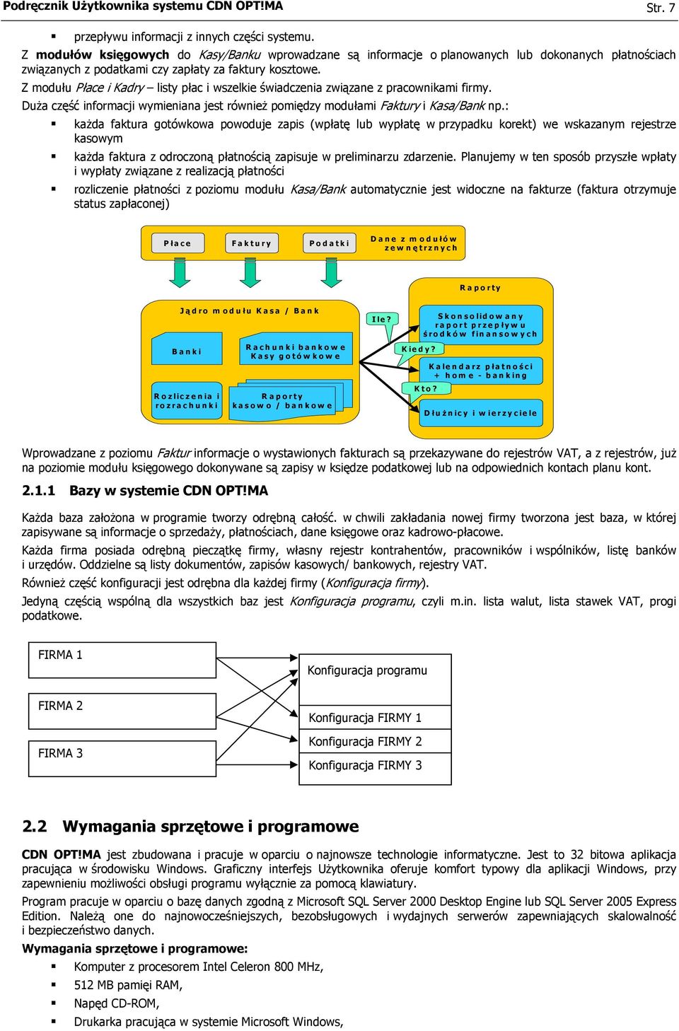 Z modułu Płace i Kadry listy płac i wszelkie świadczenia związane z pracownikami firmy. Duża część informacji wymieniana jest również pomiędzy modułami Faktury i Kasa/Bank np.