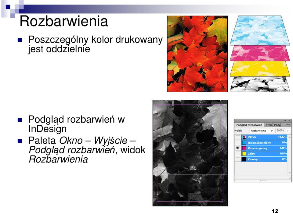 rozbarwień w InDesign Paleta Okno