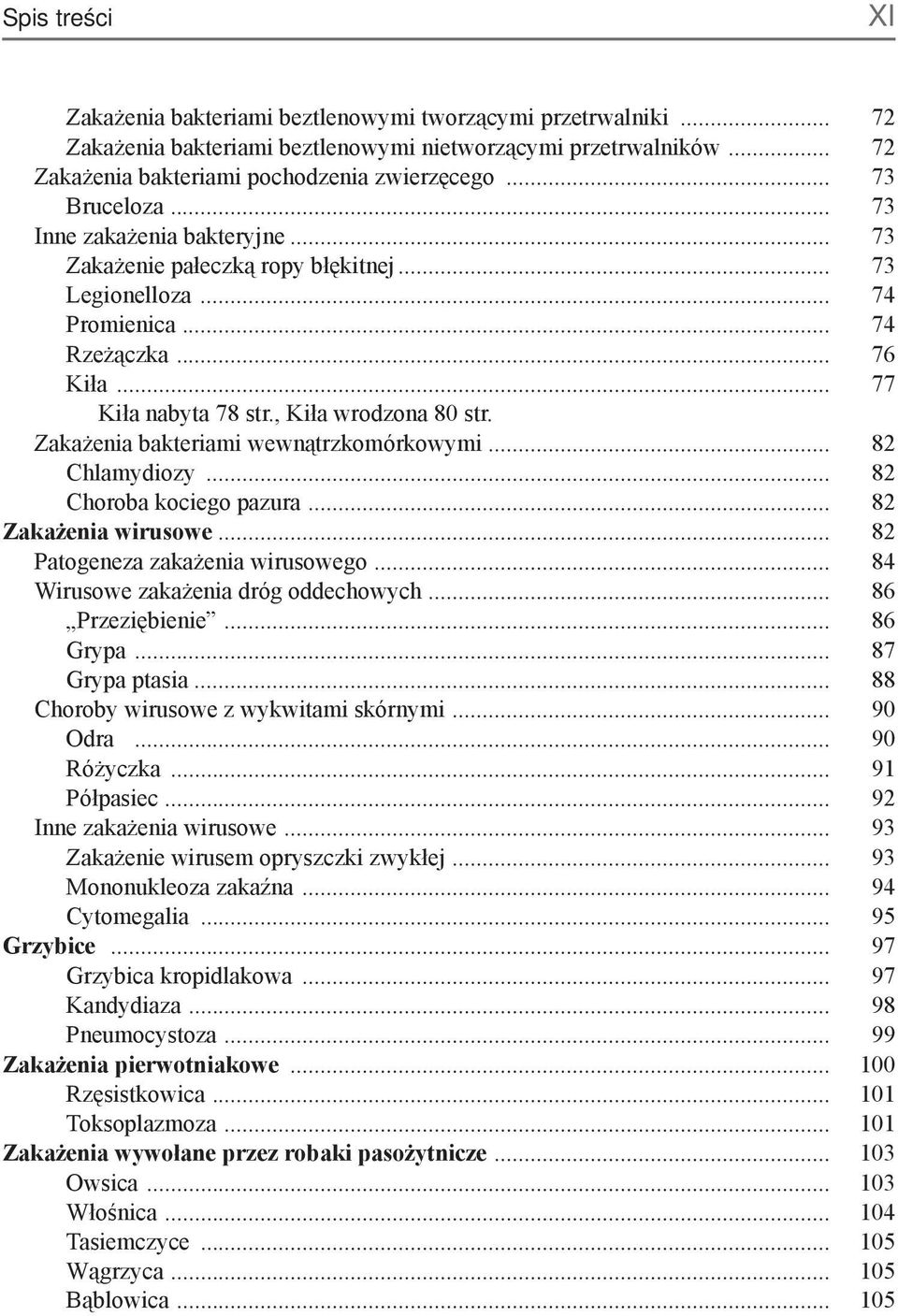 Zakażenia bakteriami wewnątrzkomórkowymi... 82 Chlamydiozy... 82 Choroba kociego pazura... 82 Zakażenia wirusowe... 82 Patogeneza zakażenia wirusowego... 84 Wirusowe zakażenia dróg oddechowych.