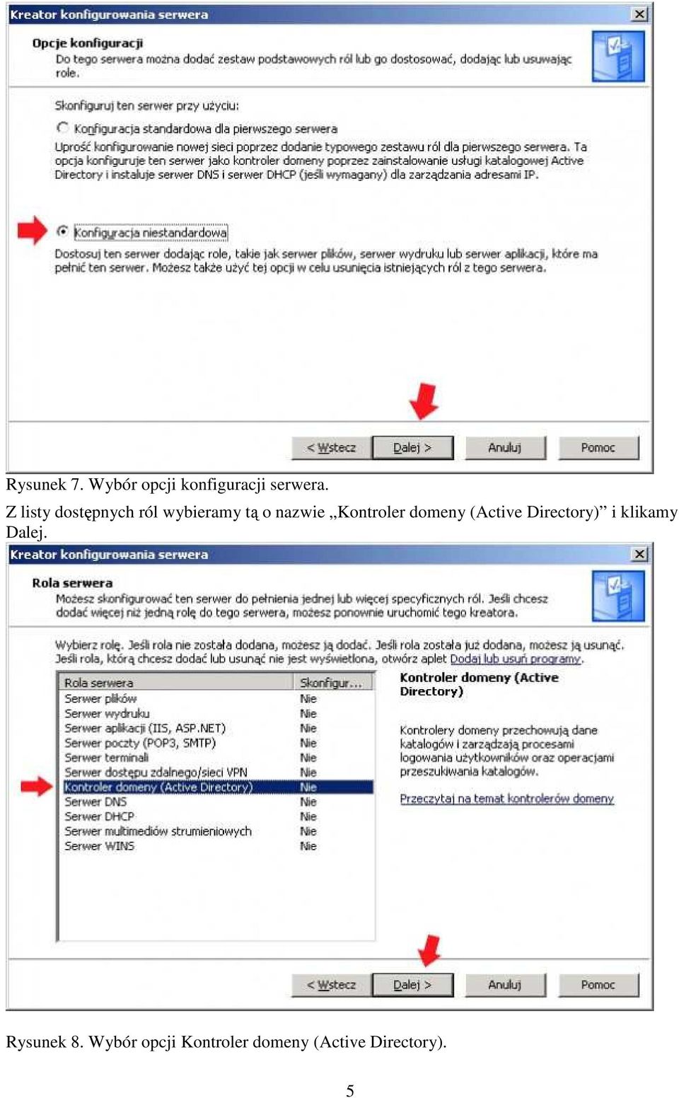 Kontroler domeny (Active Directory) i klikamy