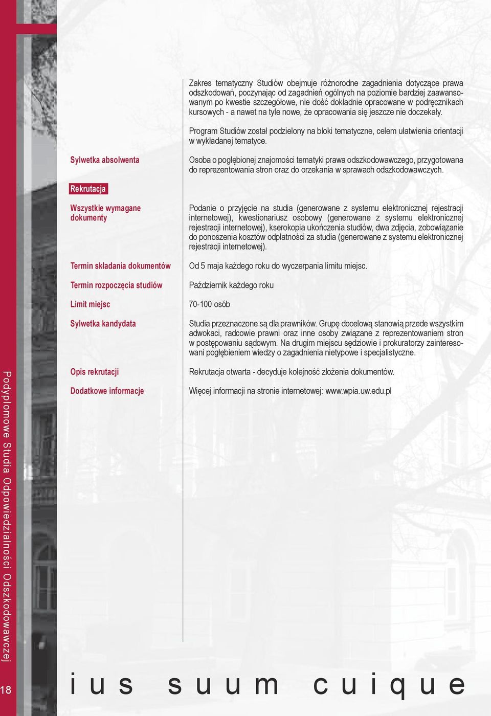 Program Studiów został podzielony na bloki tematyczne, celem ułatwienia orientacji w wykładanej tematyce.