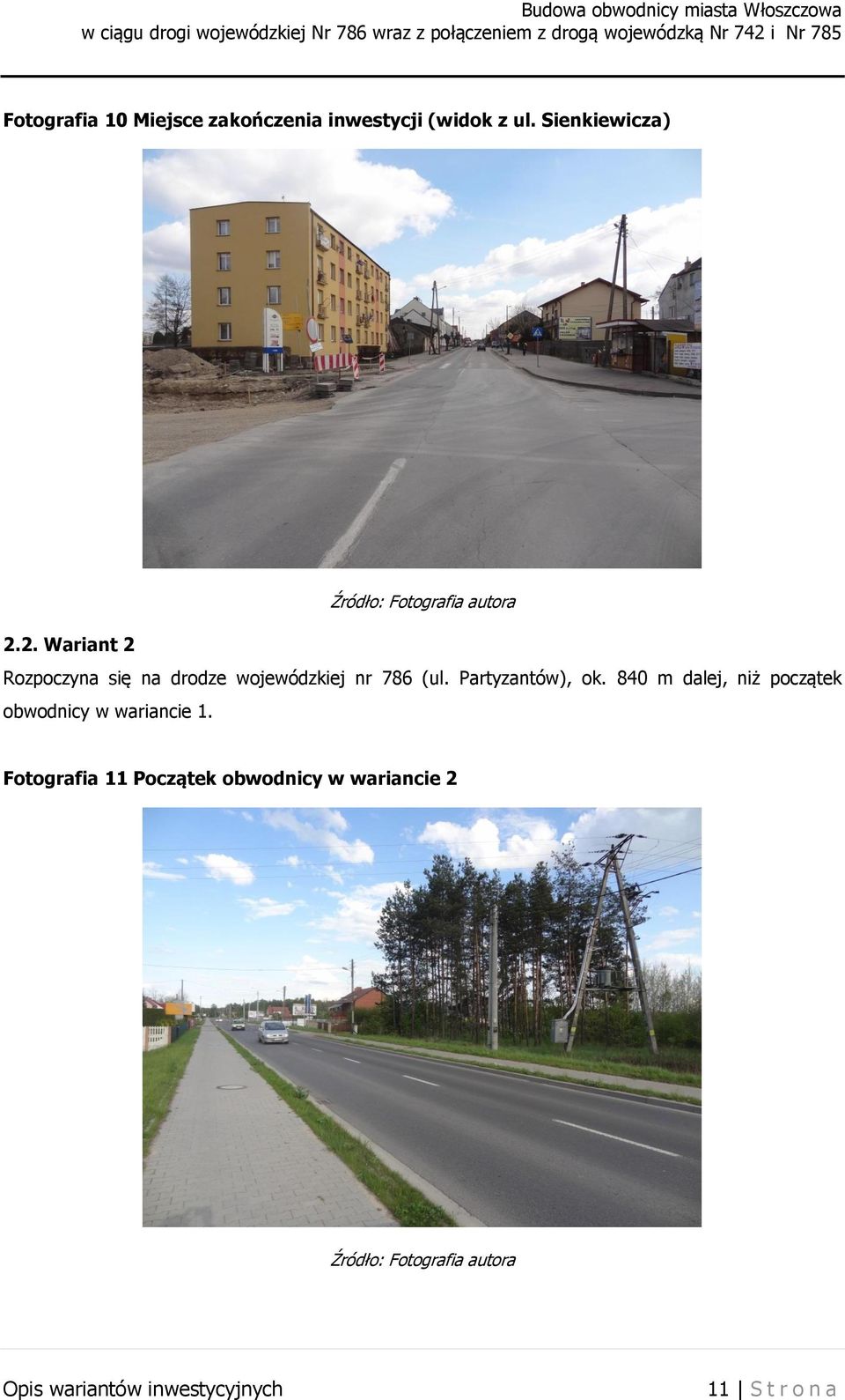 2. Wariant 2 Rozpoczyna się na drodze wojewódzkiej nr 786 (ul.