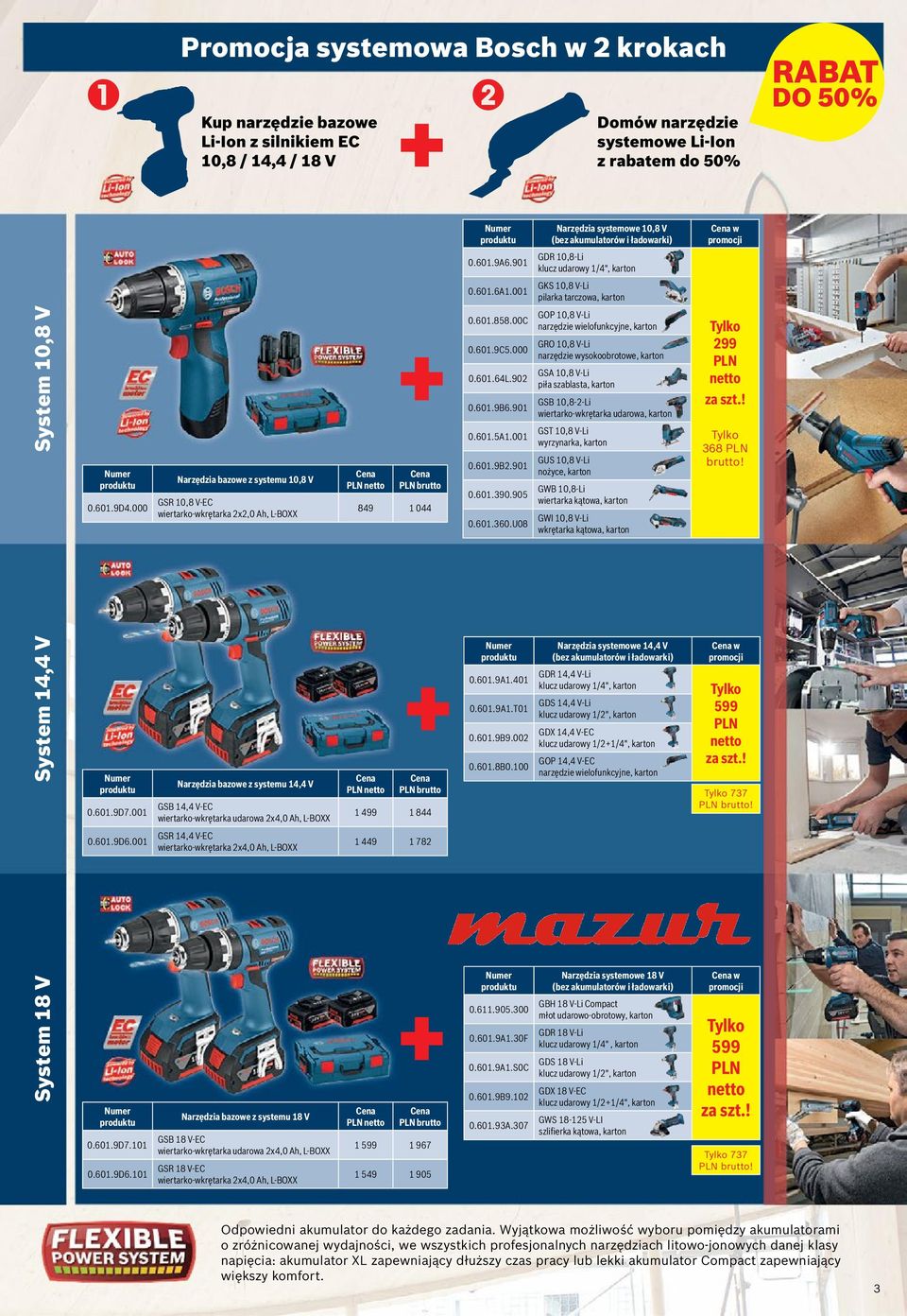 000 Narzędzia bazowe z systemu 10,8 V GSR 10,8 V-EC wiertarko-wkrętarka 2x2,0 Ah, L-BOXX PLN netto PLN brutto 849 1 044 0.601.858.00C 0.601.9C5.000 0.601.64L.902 0.601.9B6.901 0.601.5A1.001 0.601.9B2.