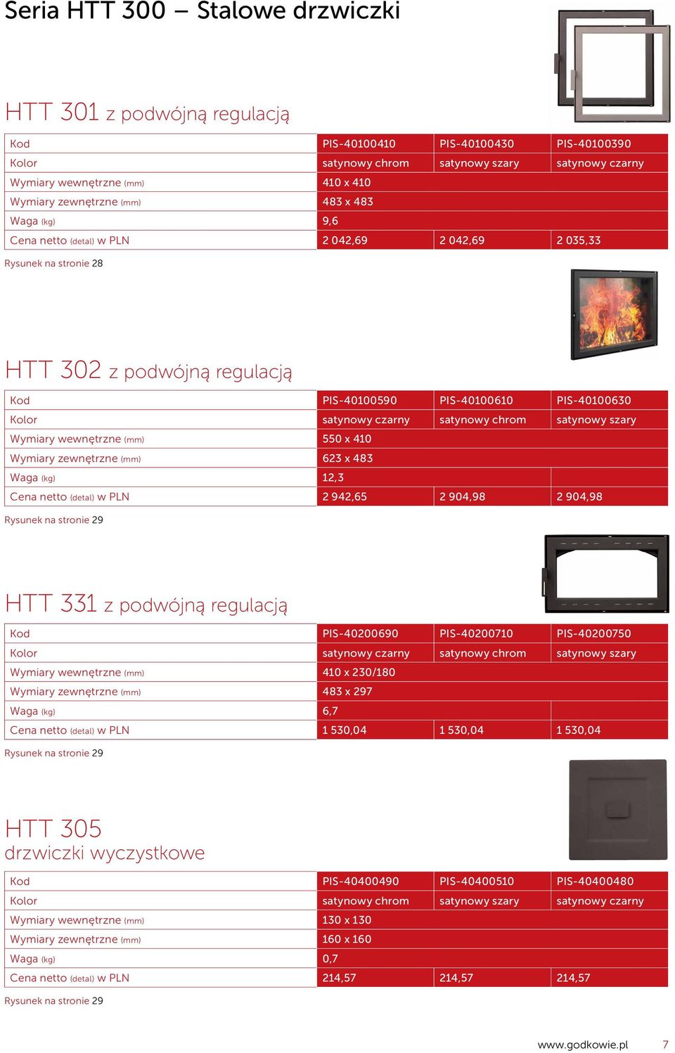 (detal) w PLN 2 942,65 2 904,98 2 904,98 Rysunek na stronie 29 HTT 331 z podwójną regulacją PIS-40200690 PIS-40200710 PIS-40200750 satynowy satynowy chrom satynowy szary 410 x 230/180 483 x 297 Waga