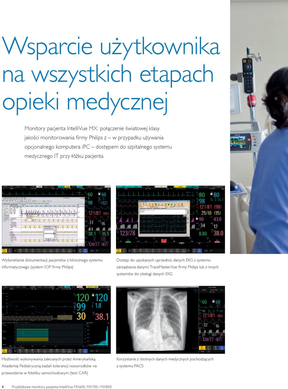 uzyskanych uprzednio danych EKG z systemu zarządzania danymi TraceMasterVue firmy Philips lub z innych systemów do obsługi danych EKG Możliwość wykonywania zalecanych przez Amerykańską Akademię