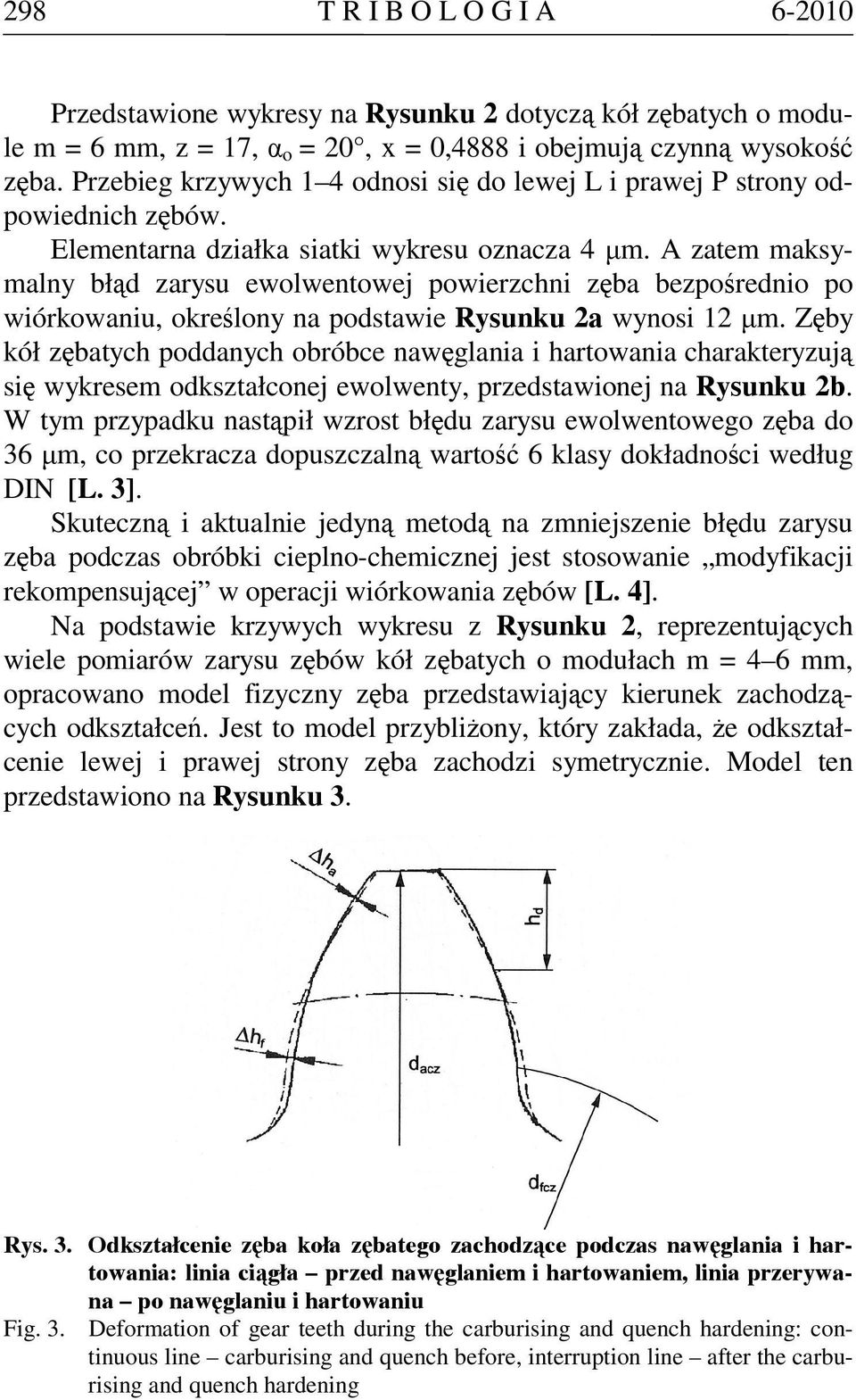 A zatem maksymalny błąd zarysu ewolwentowej powierzchni zęba bezpośrednio po wiórkowaniu, określony na podstawie Rysunku 2a wynosi 12 µm.