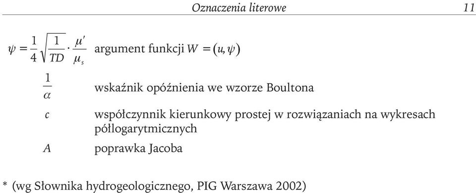 rozwiązaniach na wykresach półlogarytmicznych poprawka Jacoba