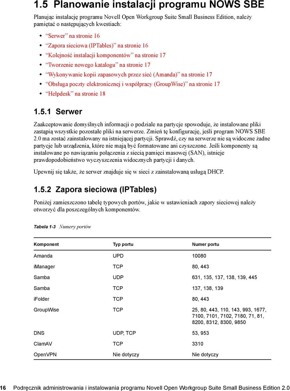 elektronicznej i współpracy (GroupWise) na stronie 17 Helpdesk na stronie 18 1.5.