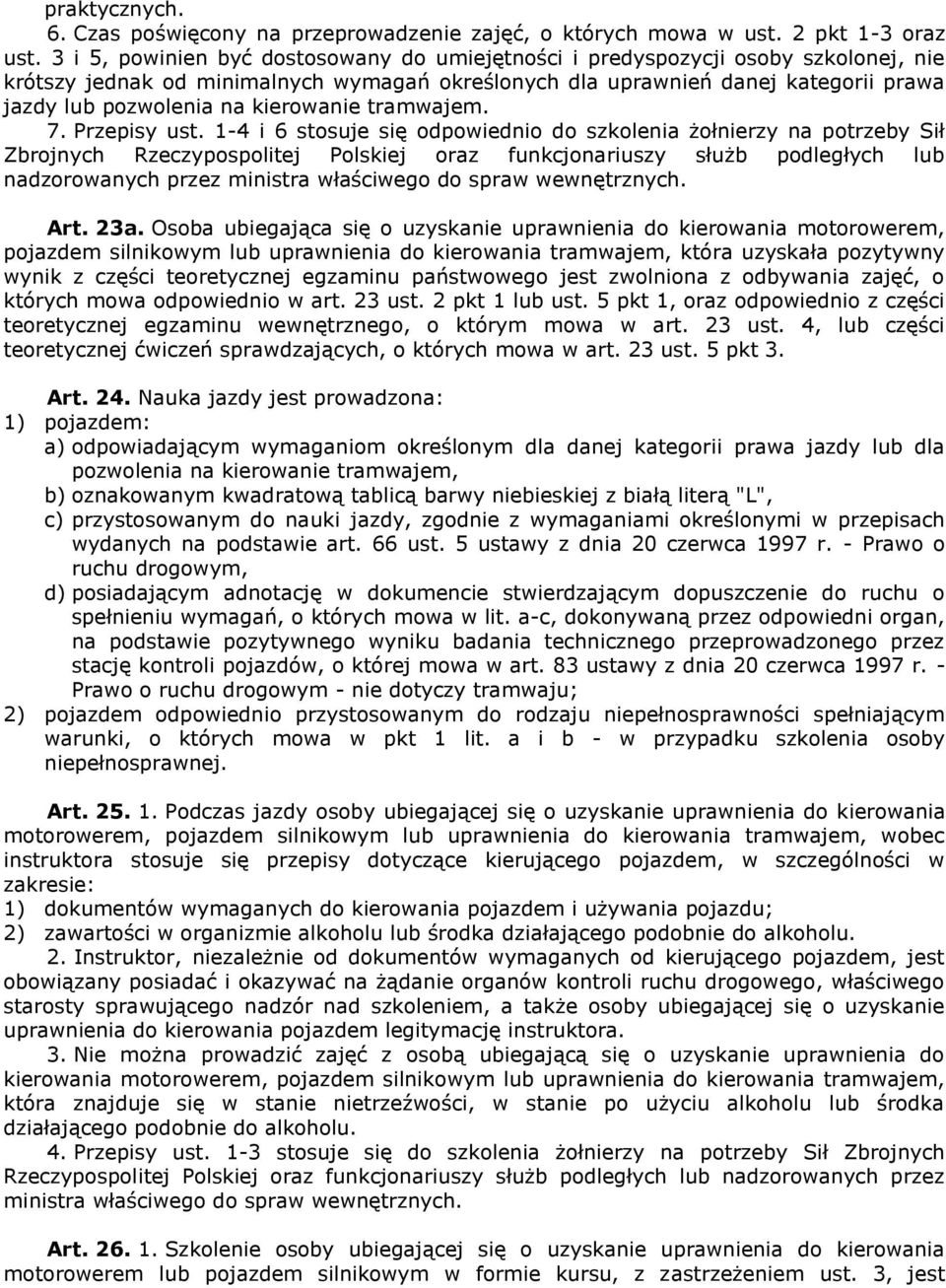 kierowanie tramwajem. 7. Przepisy ust.