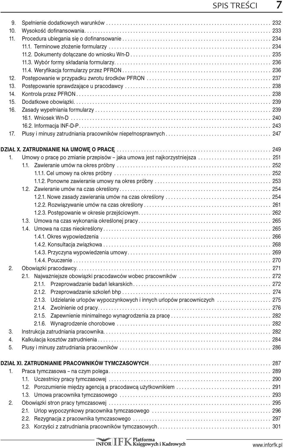 ..Postępowanie sprawdzające u pracodawcy... 238 14. Kontrola przez PFRON... 238 15. Dodatkowe obowiązki.... 239 16. Zasady wypełniania formularzy... 239.. 16.1. Wniosek Wn-D... 240.. 16.2. Informacja INF-D-P.