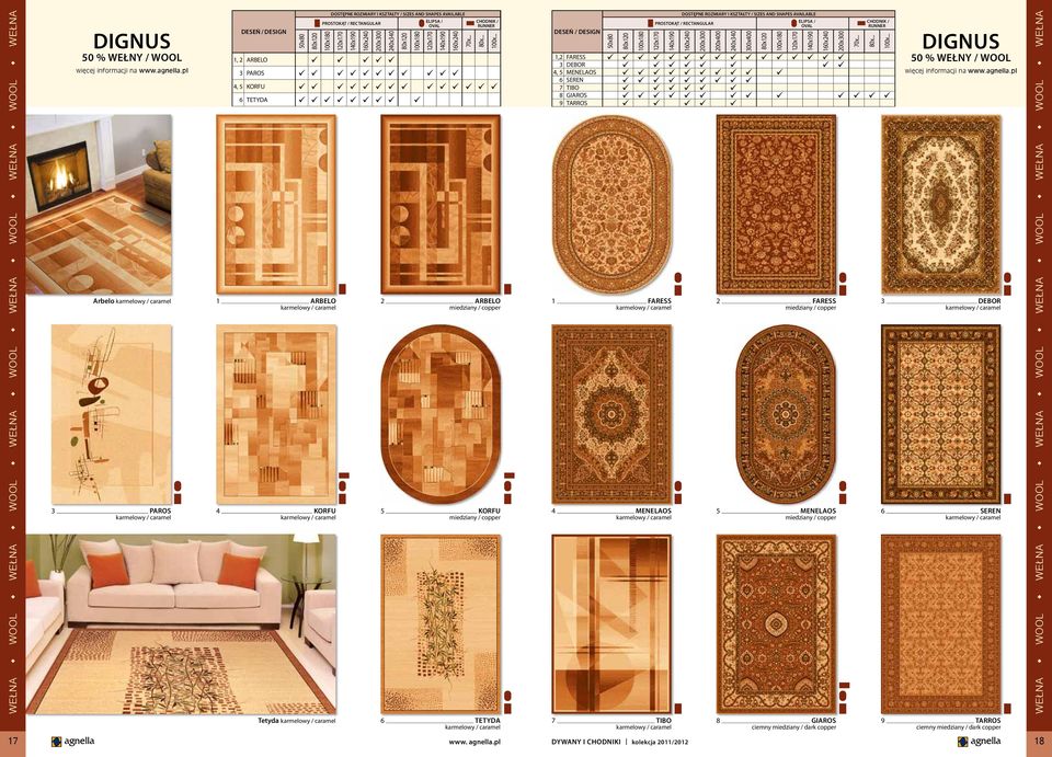 karmelowy / caramel 7 TIBO karmelowy / caramel 2 FARESS miedziany / copper 5 MENELAOS miedziany / copper 8 GIAROS ciemny miedziany / dark copper 3 DEBOR karmelowy / caramel 6 SEREN karmelowy /